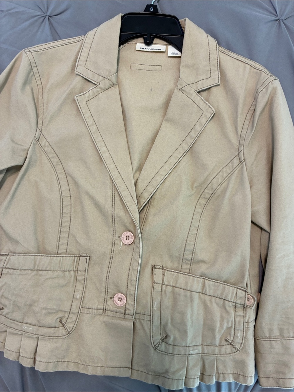 Dkny Beige Tailored Cotton Blazer
